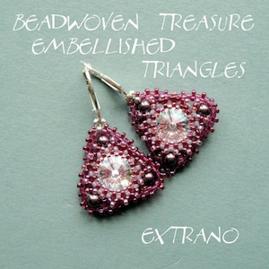 Rivoli earrings tutorial, round earrings pattern, rivoli pattern, triangle earrings, triangle setting for rivoli - EMBELLISHED TRIANGLES