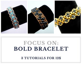 Conjunto de tutoriales de BOLD BRACELET: Compre 3 por 12,00 usd, guarde y cree infinitas variaciones de elegantes pulseras atrevidas - descarga instantánea