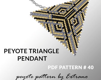 Peyote triangle pattern with instruction, peyote triangle instruction, triangle peyote pattern, native stitch, triangle peyote pendant #40