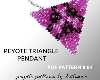 Peyote triangle pattern with instruction, peyote triangle instruction, triangle peyote pattern, native stitch, triangle peyote pendant #84