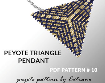 Peyote triangle pattern with instruction, peyote triangle instruction, triangle peyote pattern, native stitch, triangle peyote pendant #10