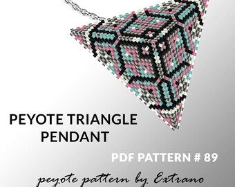 Peyote triangle pattern with instruction, peyote triangle instruction, triangle peyote pattern, native stitch, triangle peyote pendant #89