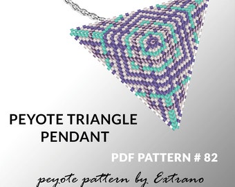 Patrón de peyote triangular, patrón de triángulo de peyote con instrucciones, triángulo de peyote cómo hacerlo, puntada nativa, colgante de peyote de triángulo rojo #82