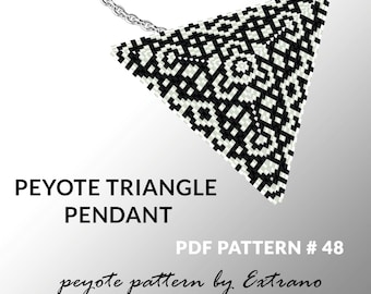 Peyote triangle pattern with instruction, peyote triangle instruction, triangle peyote pattern, native stitch, triangle peyote pendant #48