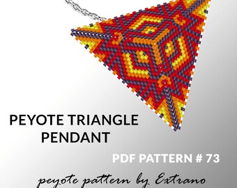 Peyote triangle pattern with instruction, peyote triangle instruction, triangle peyote pattern, native stitch, triangle peyote pendant #73
