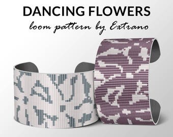 Bead Loom Pattern, Loom Tutorial, Beading Pattern, Loom Beading Pattern, Bracelet Tutorial, Bracelet Pattern, Loom Pattern - DANCING FLOWERS