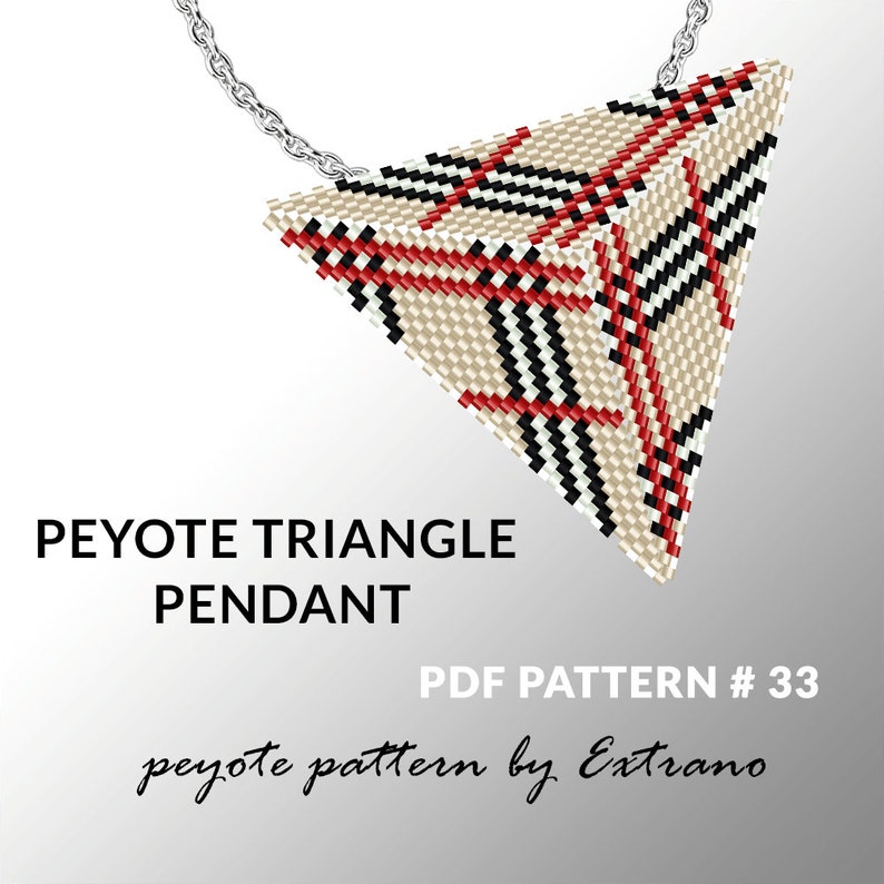Peyote triangle pattern with instruction, native peyote pattern, native american pattern, native stitch, triangle peyote pendant 33 image 1