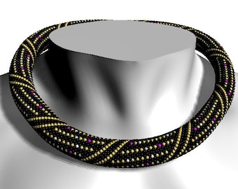 Bead crochet necklace,  pattern,  bead crochet, rope pattern, seed beads pattern, geometric pattern, crochet pattern - CRAZY DOTS necklace