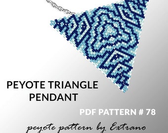 Peyote triangle pattern with instruction, peyote triangle instruction, triangle peyote pattern, native stitch, triangle peyote pendant #78