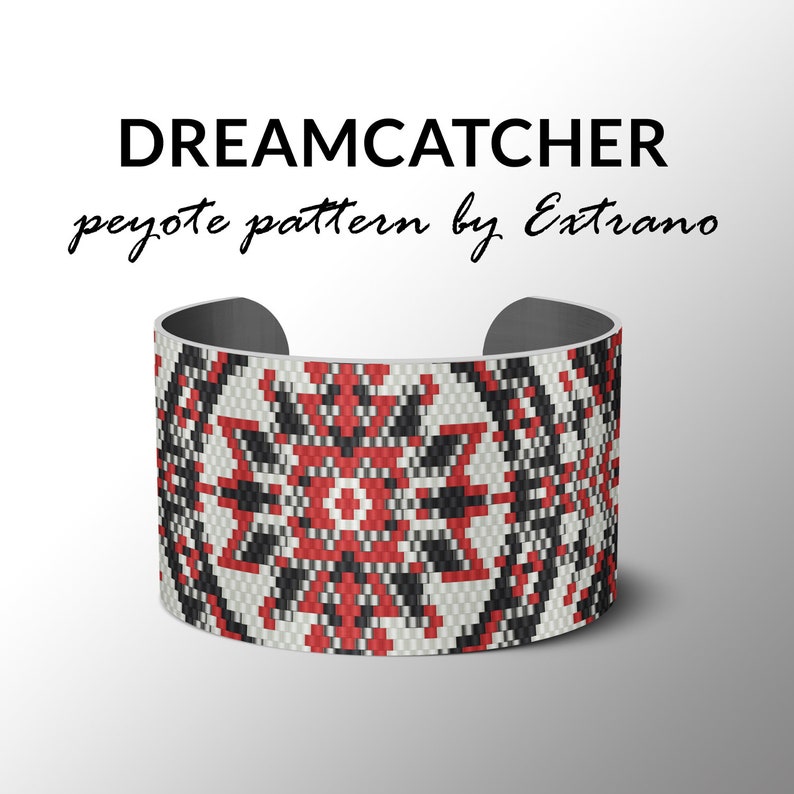 Peyote bracelet pattern, native peyote pattern, odd count, native american pattern, native stitch, pdf pattern, beaded bracelet DREAMCATCHER image 2