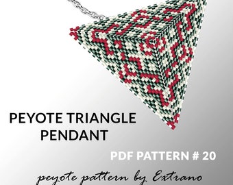 Peyote triangle pattern with instruction, peyote triangle instruction, triangle peyote pattern, native stitch, triangle peyote pendant #20