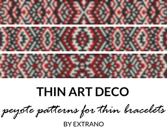 Peyote bracelet patterns, thin bracelet patterns, uneven peyote stitch, peyote pattern, native american bracelets - THIN ART DECO