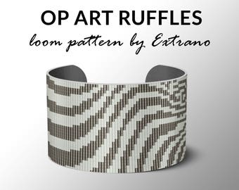 Bead Loom Pattern, Loom Tutorial, Beading Pattern, Loom Beading Pattern, Bracelet Tutorial, Bracelet Pattern, Loom Pattern - OP-ART RUFFLES