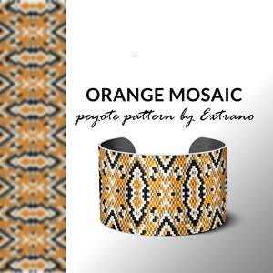 Peyote bracelet pattern, pattern for bracelet, peyote pattern, peyote bracelet, bracelet pattern, peyote native, uneven peyote ORANGE MOSAIC image 2