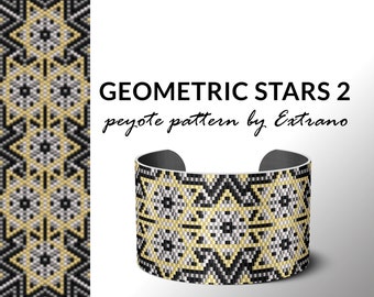 Perlenmuster, Muster für Armband, Peyote-Muster, Peyote-Armband, Armband-Muster, Peyote Native, unebenes Peyote - GEOMETRISCHE STERNE 2
