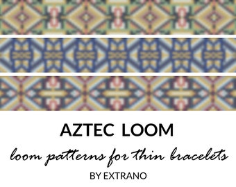 Patrones de pulsera en telar, patrón de pulsera delgada, patrón de punto en telar, patrón de telar, diseño nativo americano, patrones de pulseras aztecas TELAR AZTECA