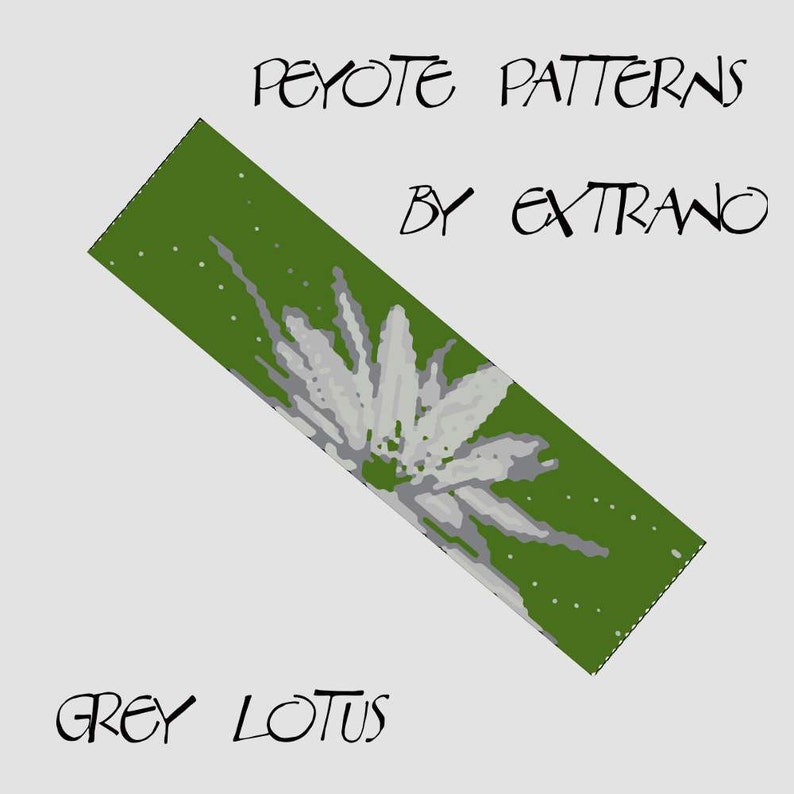 Peyote pattern bracelet, wide cuff pattern, even peyote stitch, peyote pattern, DIY jewelry GREY LOTUS 4 colors, Instant download image 2
