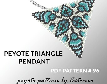 Peyote triangle pattern with instruction, native peyote pattern, native american pattern, native stitch, triangle peyote pendant #96