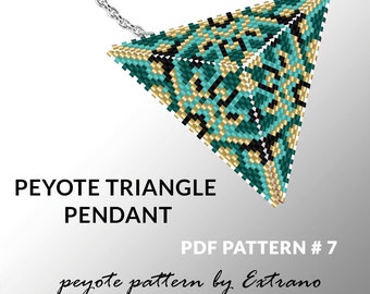 Peyote triangle pattern with instruction, peyote triangle instruction, triangle peyote pattern, native stitch, triangle peyote pendant #7