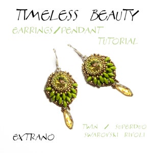 Superduo earrings tutorial, rivoli earrings, earrings tutorial, earrings pattern, superduo pattern, seed bead earrings TIMELESS BEAUTY image 1