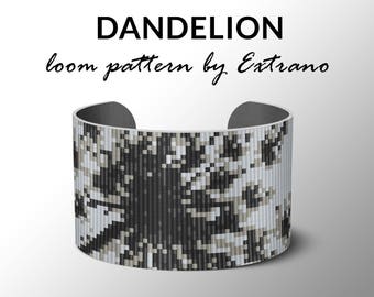 Bead Loom Pattern, Loom Tutorial, Beading Pattern, Loom Beading Pattern, Bracelet Pattern, Loom Pattern, 4 col DANDELION - Instant download