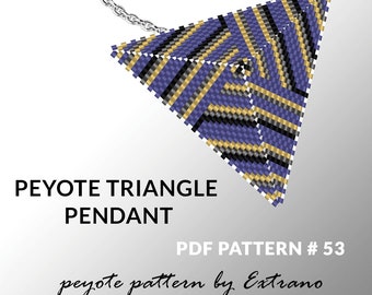 Peyote triangle pattern with instruction, peyote triangle instruction, triangle peyote pattern, native stitch, triangle peyote pendant #53