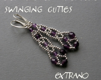 Long earrings tutorial, extra long earrings tutorial, beaded earrings tutorial, earrings pattern, dangle earrings tutorial - SWINGING CUTIES