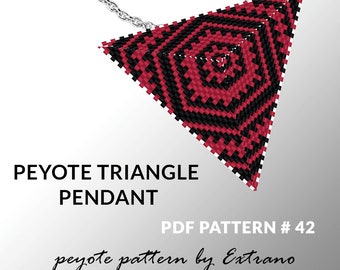 Peyote triangle pattern with instruction, native peyote pattern, native american pattern, native stitch, red riangle peyote pendant #42