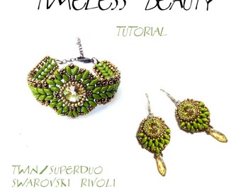 TUTORIAL - Bracelet Earrings Twin Superduo Rivoli - TIMELESS BEAUTY - immediate download