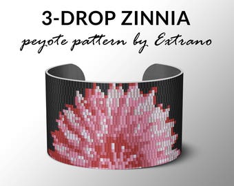 3-drop Even peyote pattern Peyote pattern, bracelet pattern, peyote bracelet, even peyote stitch - ZINNIA - 6 colors only - Instant download