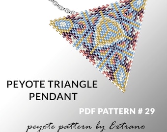 Peyote triangle pattern with instruction, peyote triangle instruction, triangle peyote pattern, native stitch, triangle peyote pendant #29
