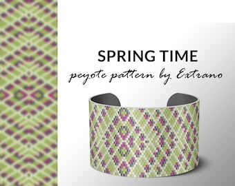 Peyote bracelet pattern, native peyote pattern,  native american, even peyote pattern, native stitch pattern, beaded bracelet SPRING TIME