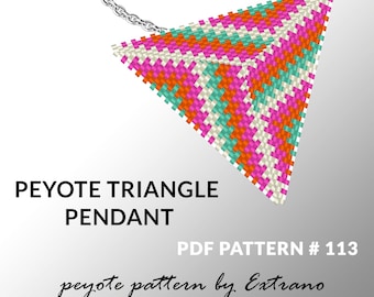 Driehoek peyote patroon, peyote driehoek patroon met instructie, peyote driehoek hoe, inheemse steek, rode driehoek peyote hanger #113