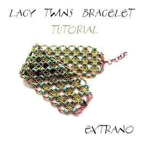 Bracelet tutorial, bracelet pattern, Superduo bracelet, superduo tutorial, DIY jewelry, wide cuff pattern, beading tutorial - LACY TWINS
