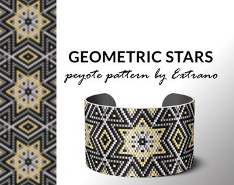 Beading pattern, pattern for bracelet, peyote pattern, peyote bracelet, bracelet pattern, peyote native, uneven peyote - GEOMETRIC STARS