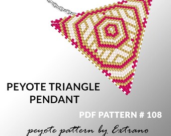 Peyote triangle pattern with instruction, peyote triangle instruction, triangle peyote pattern, native stitch, triangle peyote pendant #108