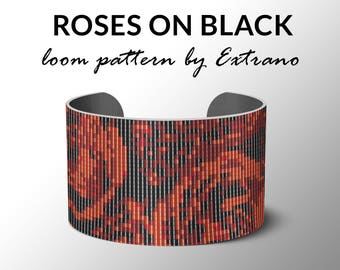 Bead Loom Pattern, Loom Tutorial, Beading Pattern, Loom Beading Pattern, Bracelet Tutorial, Bracelet Pattern, Loom Pattern - ROSES