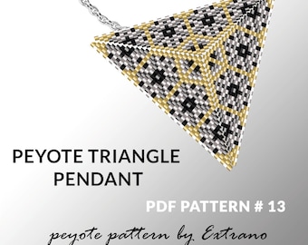 Peyote triangle pattern with instruction, peyote triangle instruction, triangle peyote pattern, native stitch, triangle peyote pendant #13