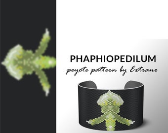 Orchid peyote pattern, bracelet pattern, peyote bracelet, even peyote stitch pattern, delica pattern, 8 colors, PDF file-  PHAPHIOPEDILUM