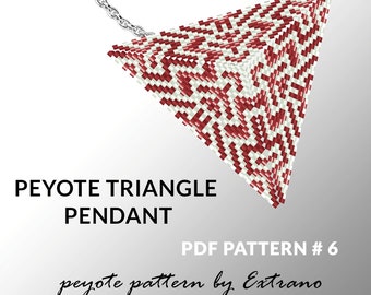 Peyote triangle pattern with instruction, peyote triangle instruction, triangle peyote pattern, native stitch, triangle peyote pendant #6