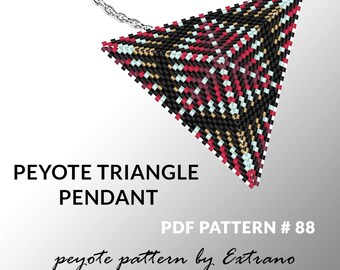 Peyote triangle pattern with instruction, peyote triangle instruction, triangle peyote pattern, native stitch, triangle peyote pendant #88