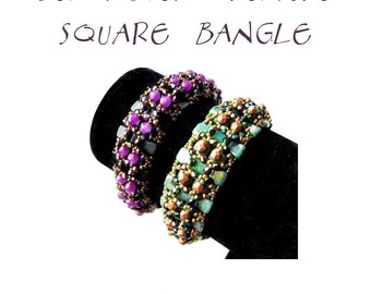 Bracelet tutorial, bangle pattern, bracelet pattern, Tila bracelet, Tila beads tutorial, DIY jewelry, beading tutorial - SQUARE BANGLE