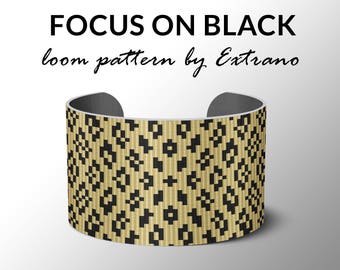 Bead Loom Pattern, Loom Tutorial, Beading Pattern, Loom Beading Pattern, Bracelet Tutorial, Bracelet Pattern, Loom Pattern, FOCUS ON BLACK
