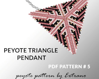 Peyote triangle pattern with instruction, peyote triangle instruction, triangle peyote pattern, native stitch, triangle peyote pendant #5