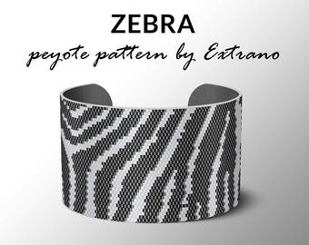 Peyote armband patroon, breed manchetpatroon, zelfs peyote steek, peyote patroon, DIY sieraden - ZEBRA STREPEN - 2 kleuren - Instant download