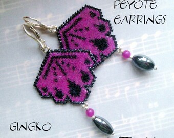 Peyote Earrings - GINGKO - Patern with DETAILED instructions - Instant download