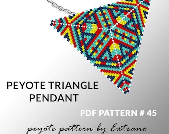 Peyote triangle pattern with instruction, peyote triangle instruction, triangle peyote pattern, native stitch, triangle peyote pendant #45