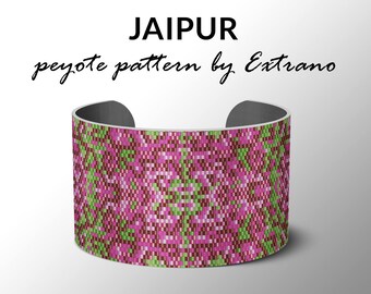 Peyote bracelet pattern, uneven peyote pattern, mosaicpeyote pattern, peyote pattern, DIY jewelry - JAIPUR - 6 colors only, Instant download