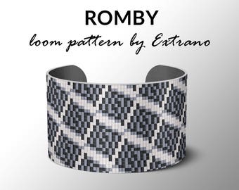 Bead Loom Pattern, Loom Tutorial, Beading Pattern, Loom Beading Pattern, Bracelet Tutorial, Bracelet Pattern, Loom Pattern, 4 colors,  ROMBY