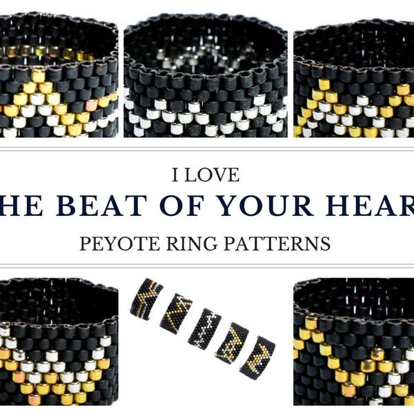 Peyote ring pattern, peyote pattern, ring pattern, peyote ring, even peyote stitch, heartbeat, DIY ring, unisex jewelry BEAT of Your Heart